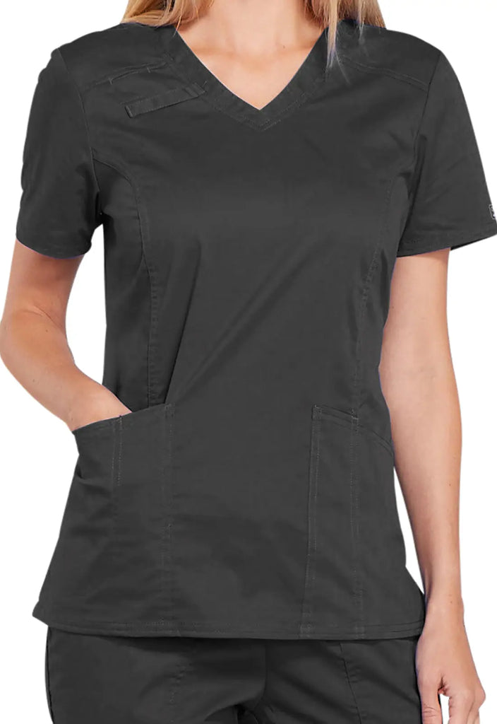 Cherokee Scrubs 4-Pocket V-Neck Top Pewter | scrub-supply.com