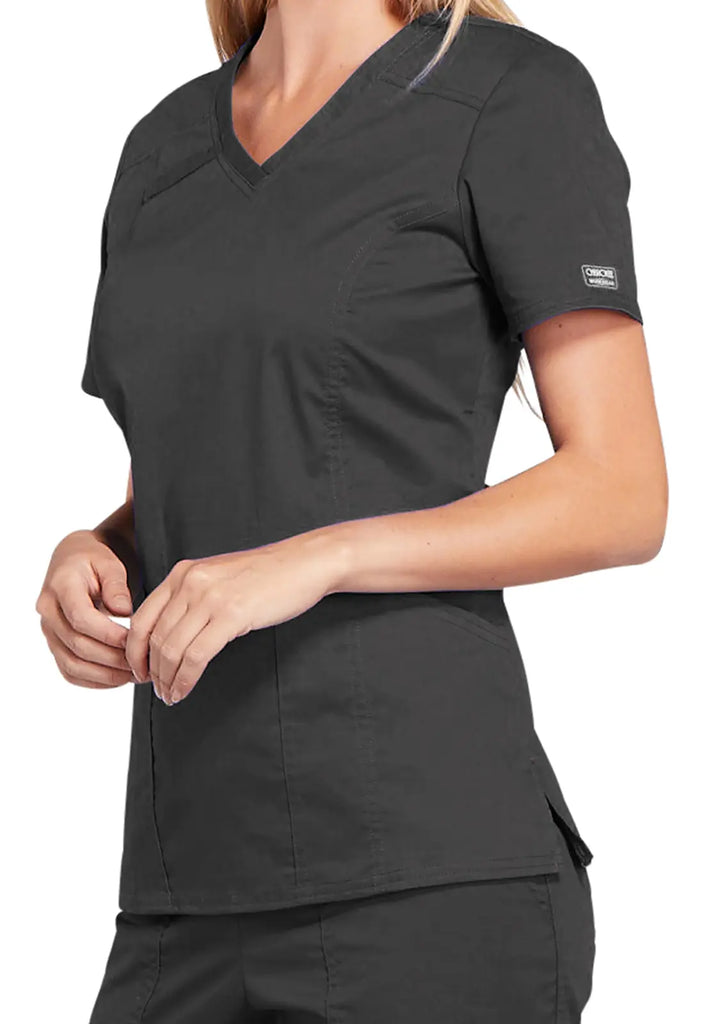 Cherokee Scrubs 4-Pocket V-Neck Top Pewter | scrub-supply.com