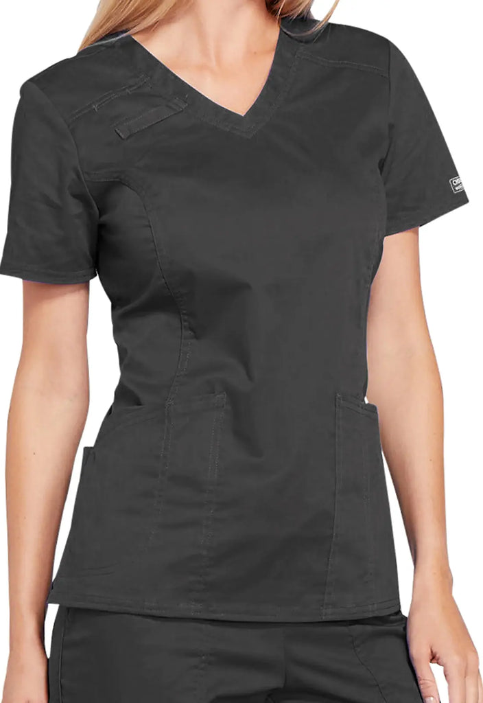 Cherokee Scrubs 4-Pocket V-Neck Top Pewter | scrub-supply.com