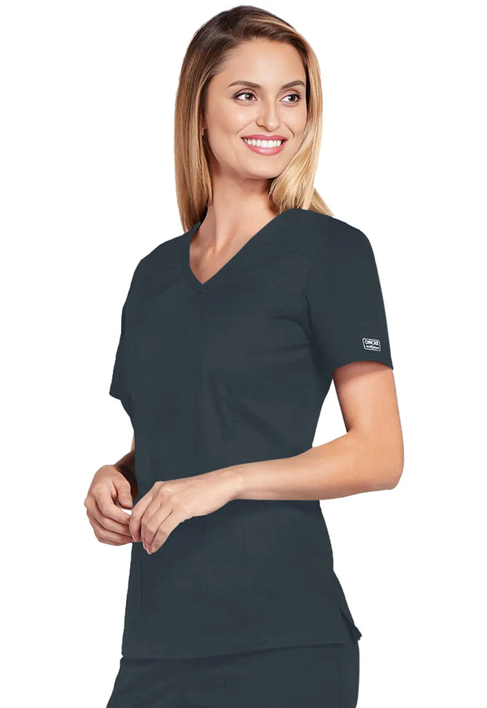 Cherokee Scrubs Women's 4-Pocket V-Neck Top Pewter | scrub-supply.com