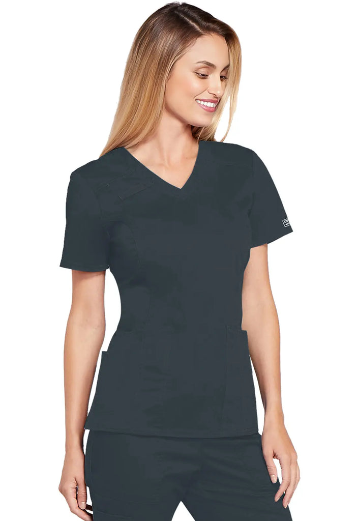 Cherokee Scrubs Women's 4-Pocket V-Neck Top Pewter | scrub-supply.com