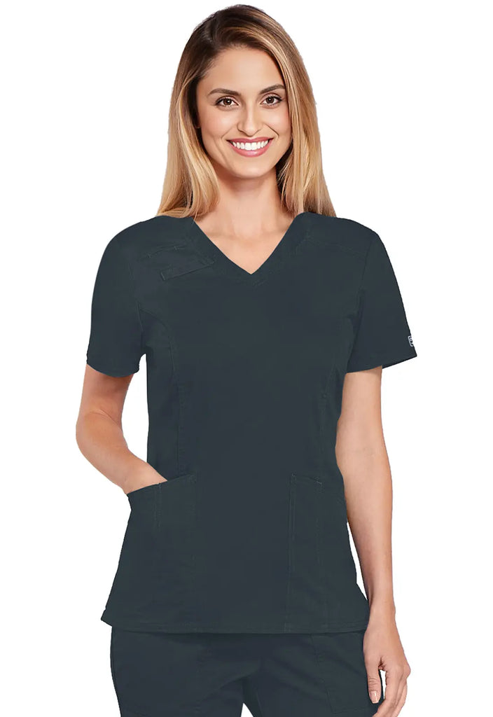 Cherokee Scrubs Women's 4-Pocket V-Neck Top Pewter | scrub-supply.com