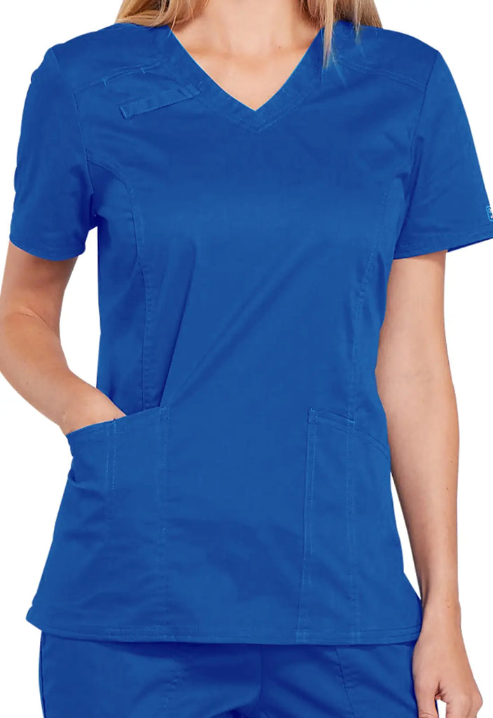 Cherokee Scrubs 4-Pocket V-Neck Top Royal Blue | scrub-supply.com