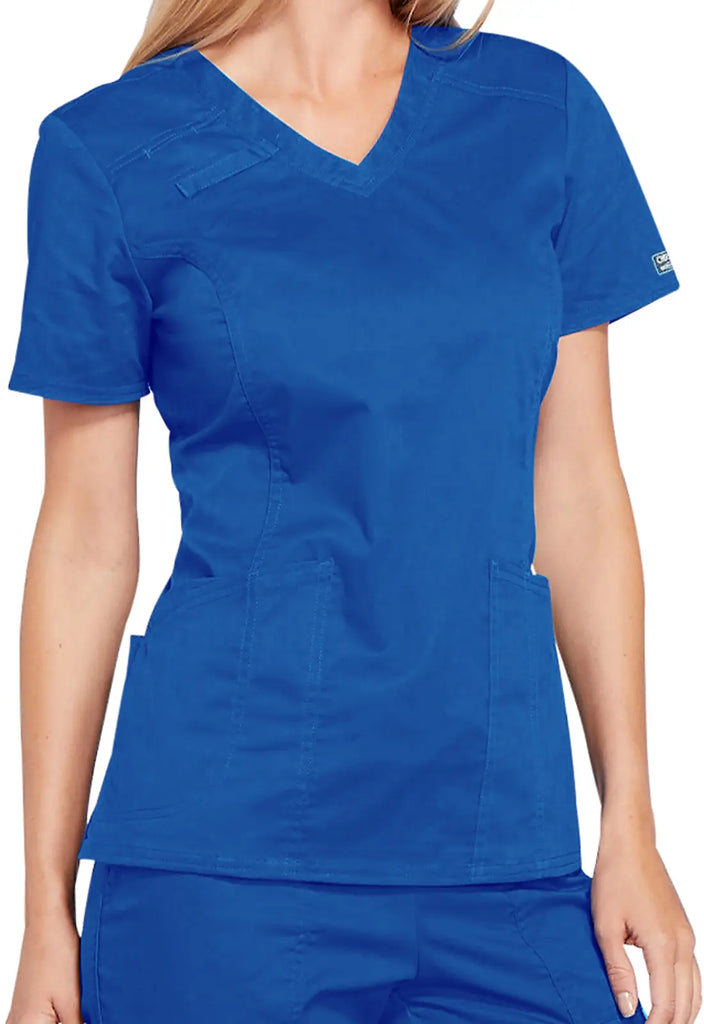 Cherokee Scrubs 4-Pocket V-Neck Top Royal Blue | scrub-supply.com