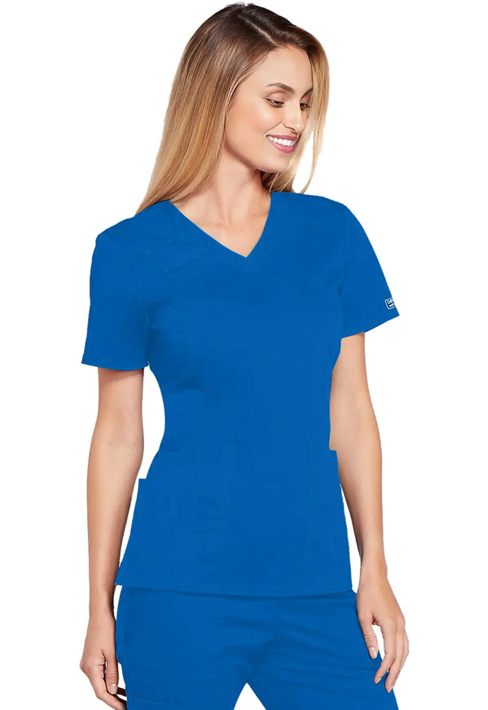 Cherokee Scrubs Women's 4-Pocket V-Neck Top Royal Blue | scrub-supply.com