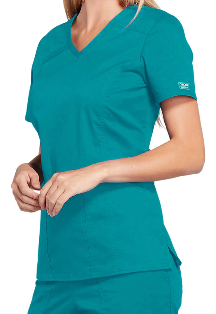 Cherokee Scrubs 4-Pocket V-Neck Top Teal | scrub-supply.com