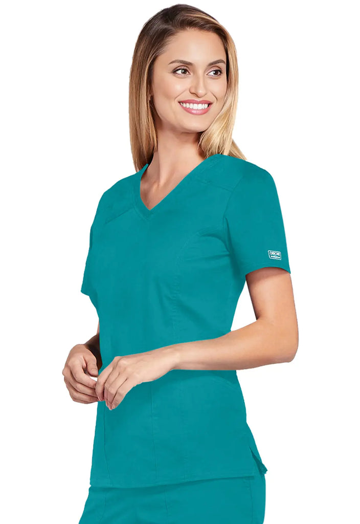 Cherokee Scrubs Women's 4-Pocket V-Neck Top Teal | scrub-supply.com