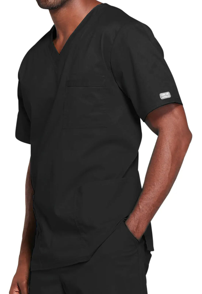 Cherokee Scrubs 4-pocket Unisex V-Neck Top Black | scrub-supply.com