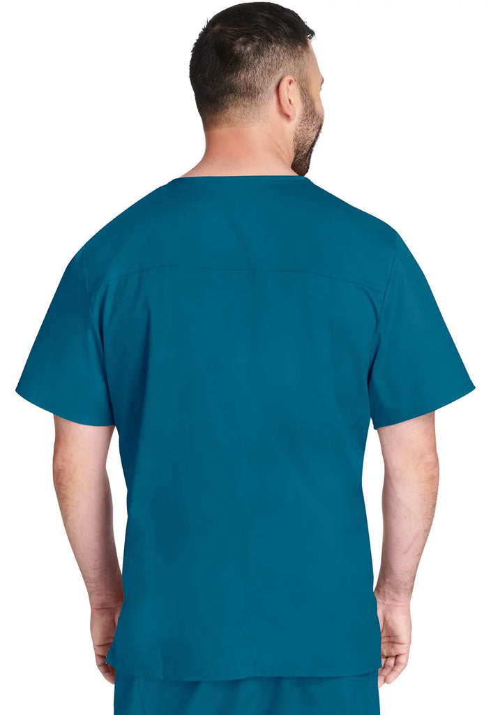 Cherokee Scrubs Unisex 4-pocket V-Neck Top Caribbean Blue | scrub-supply.com