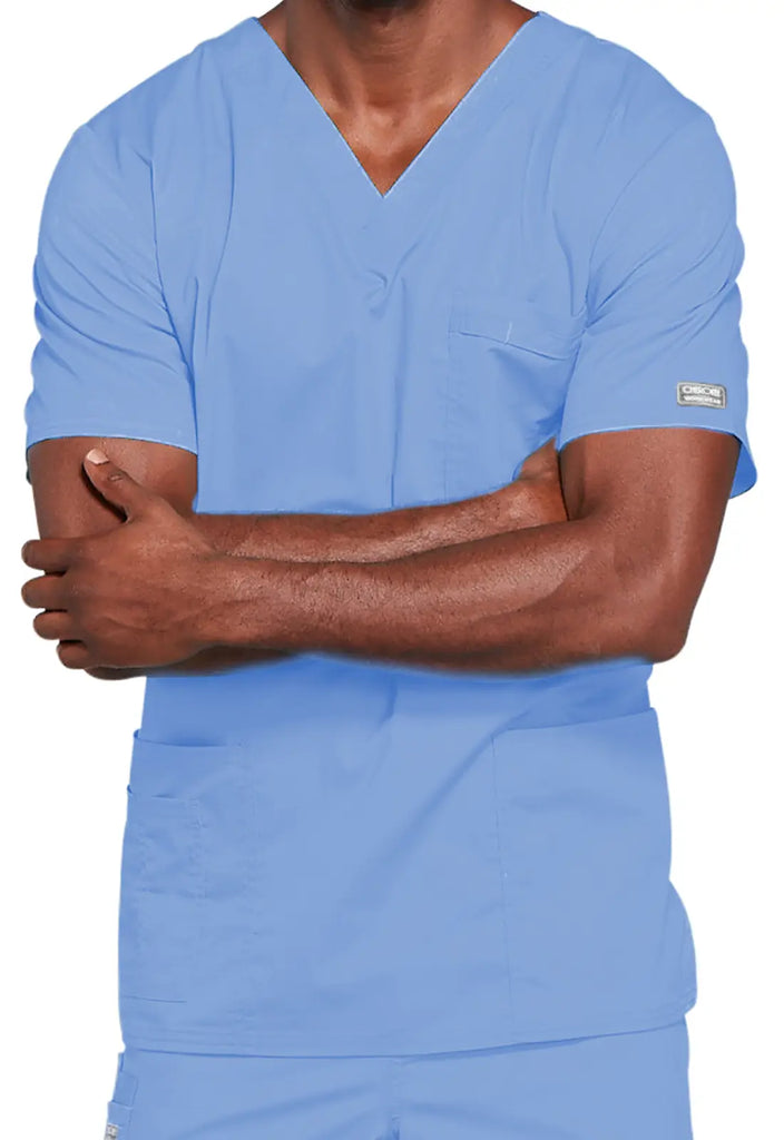 Cherokee Scrubs 4-pocket Unisex V-Neck Top Ceil Blue | scrub-supply.com