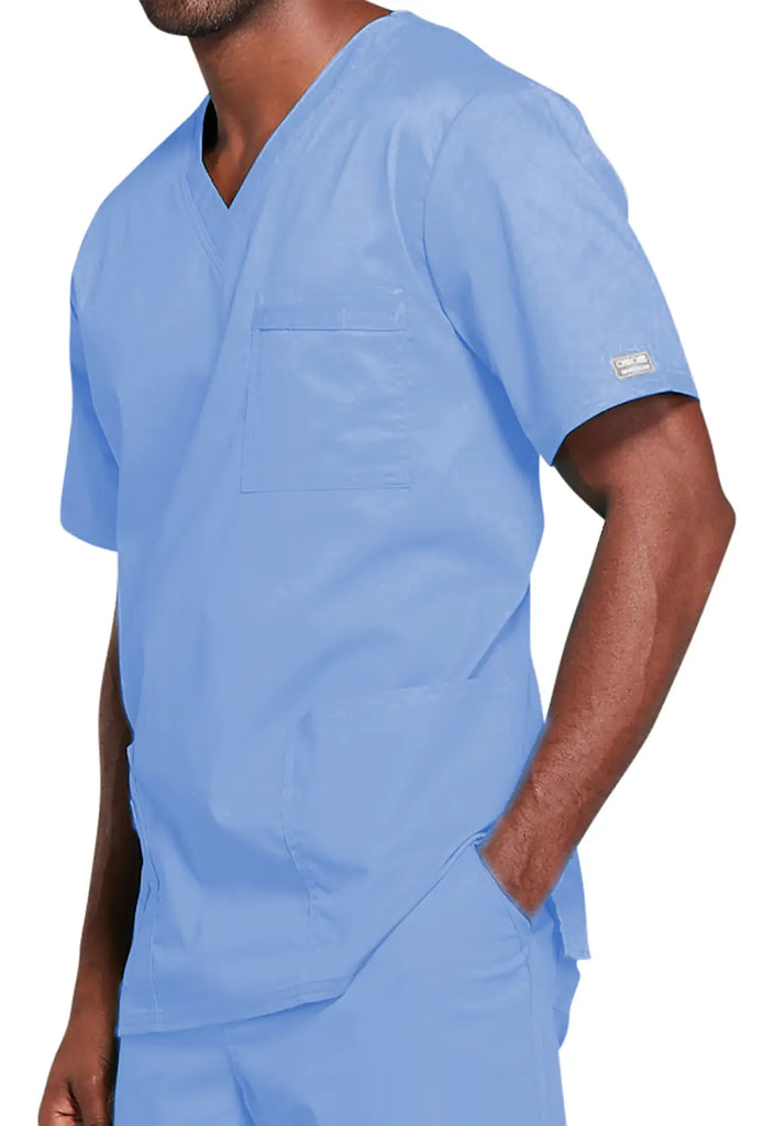 Cherokee Scrubs 4-pocket Unisex V-Neck Top Ceil Blue | scrub-supply.com