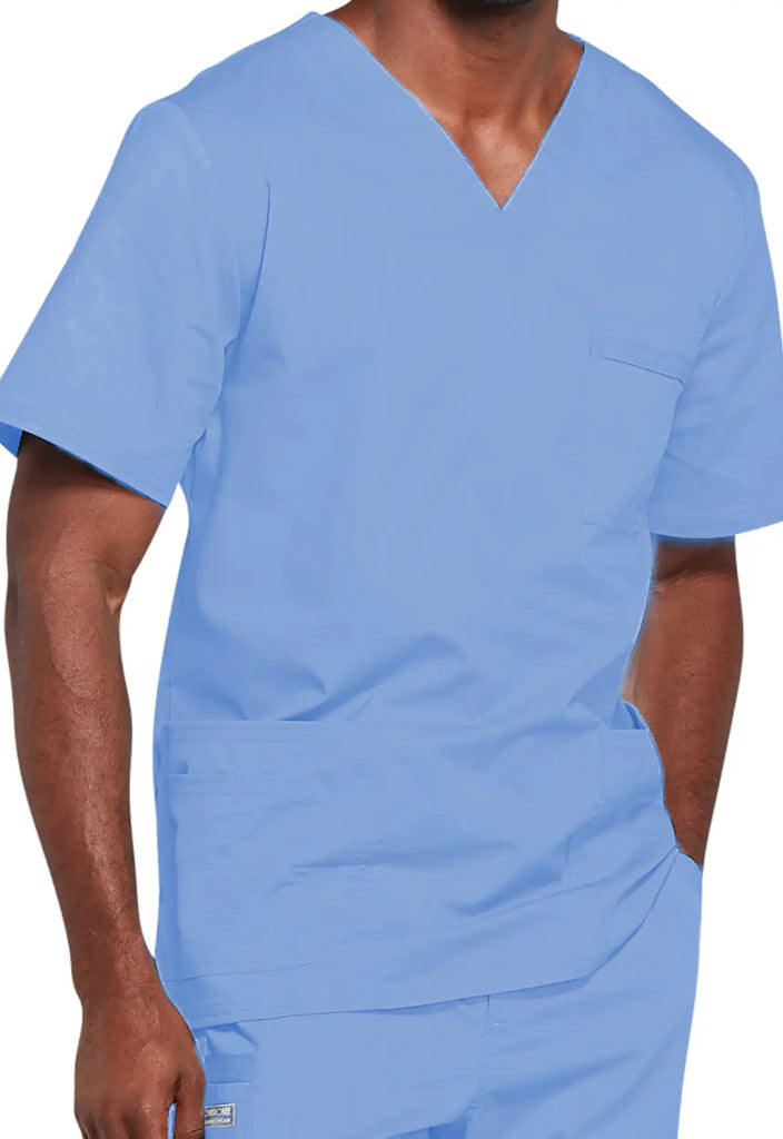 Cherokee Scrubs 4-pocket Unisex V-Neck Top Ceil Blue | scrub-supply.com