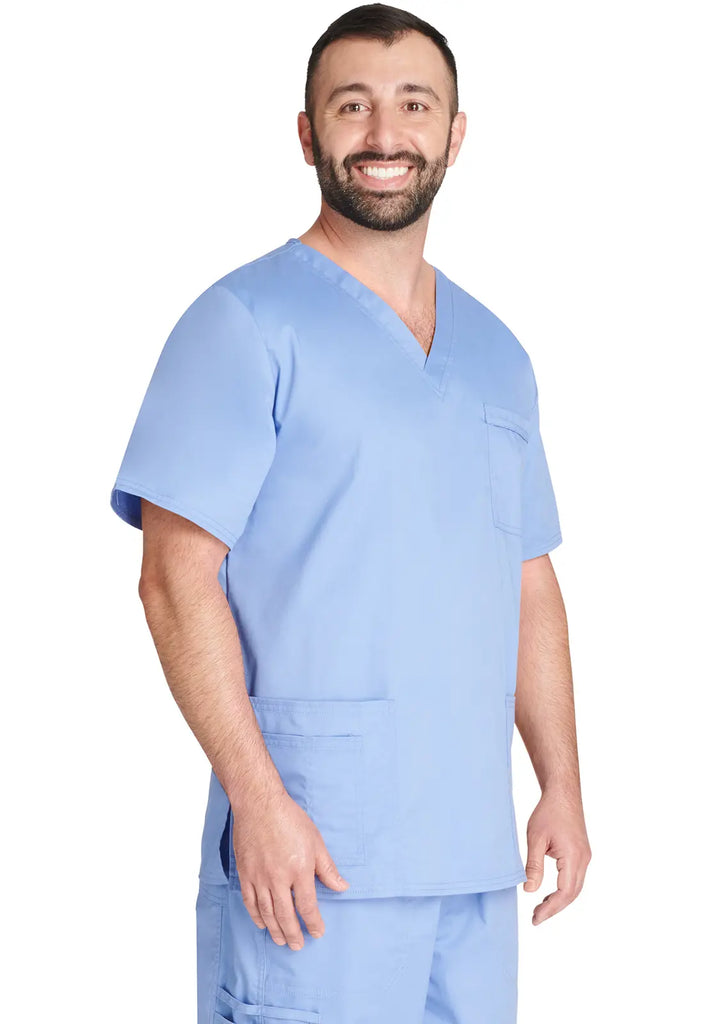 Cherokee Scrubs Unisex 4-pocket V-Neck Top Ceil Blue | scrub-supply.com