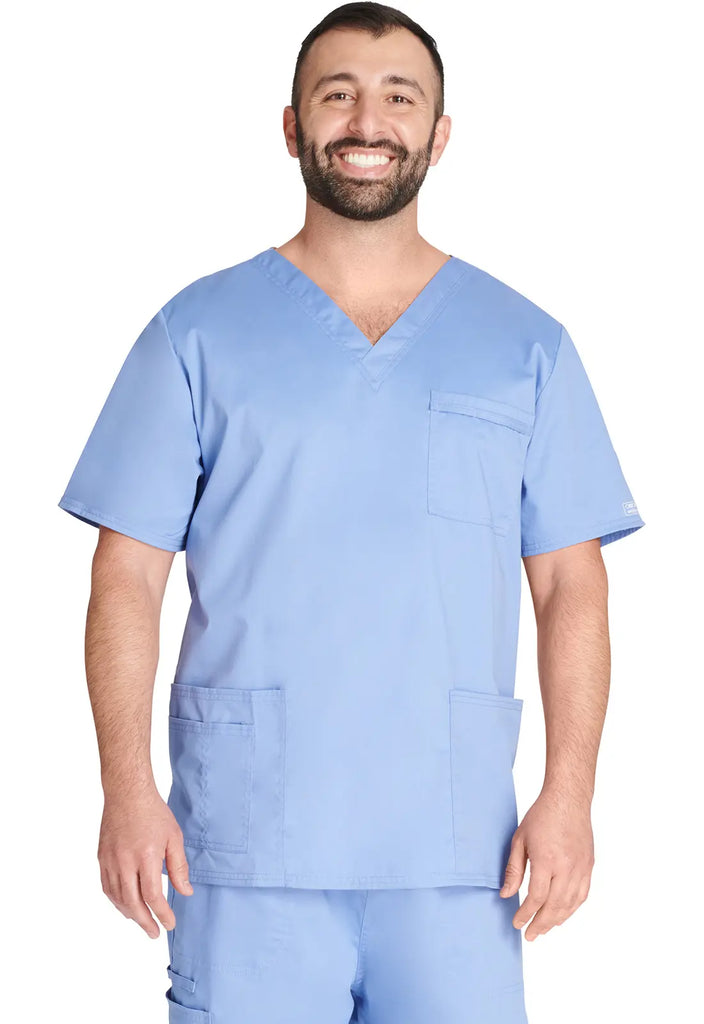 Cherokee Scrubs Unisex 4-pocket V-Neck Top Ceil Blue | scrub-supply.com