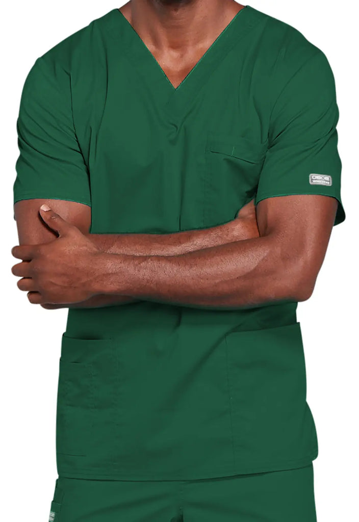 Cherokee Scrubs 4-pocket Unisex V-Neck Top Hunter Green | scrub-supply.com