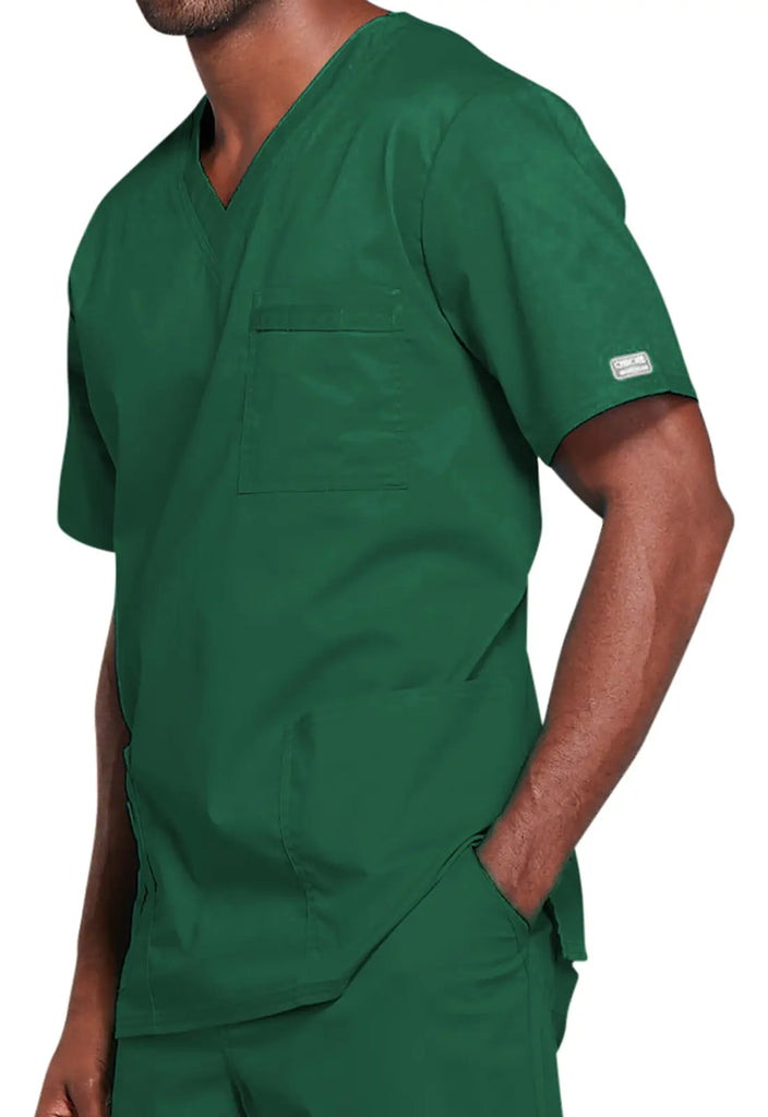 Cherokee Scrubs 4-pocket Unisex V-Neck Top Hunter Green | scrub-supply.com