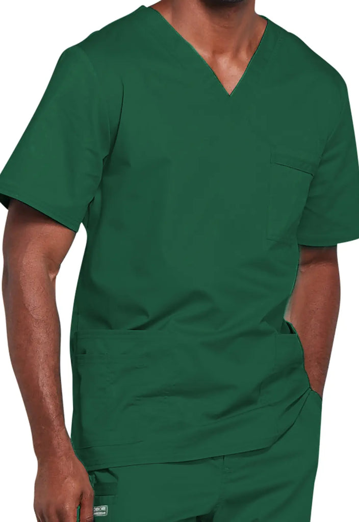 Cherokee Scrubs 4-pocket Unisex V-Neck Top Hunter Green | scrub-supply.com