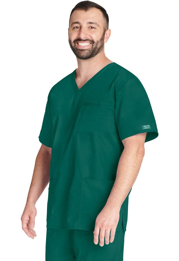 Cherokee Scrubs Unisex 4-pocket V-Neck Top Hunter Green | scrub-supply.com