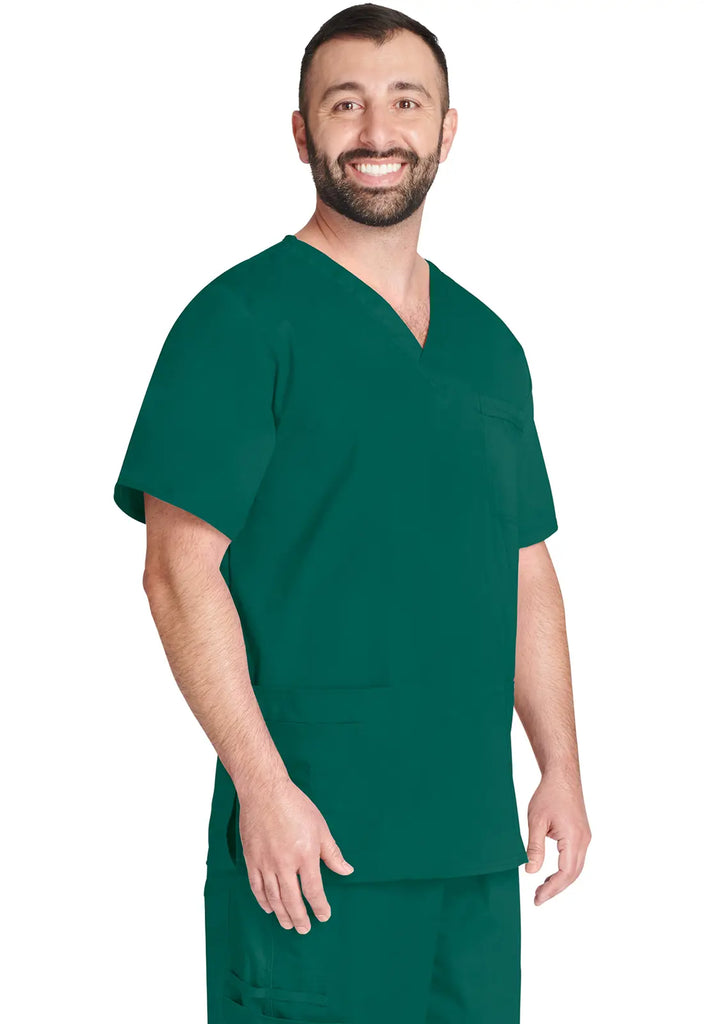 Cherokee Scrubs Unisex 4-pocket V-Neck Top Hunter Green | scrub-supply.com