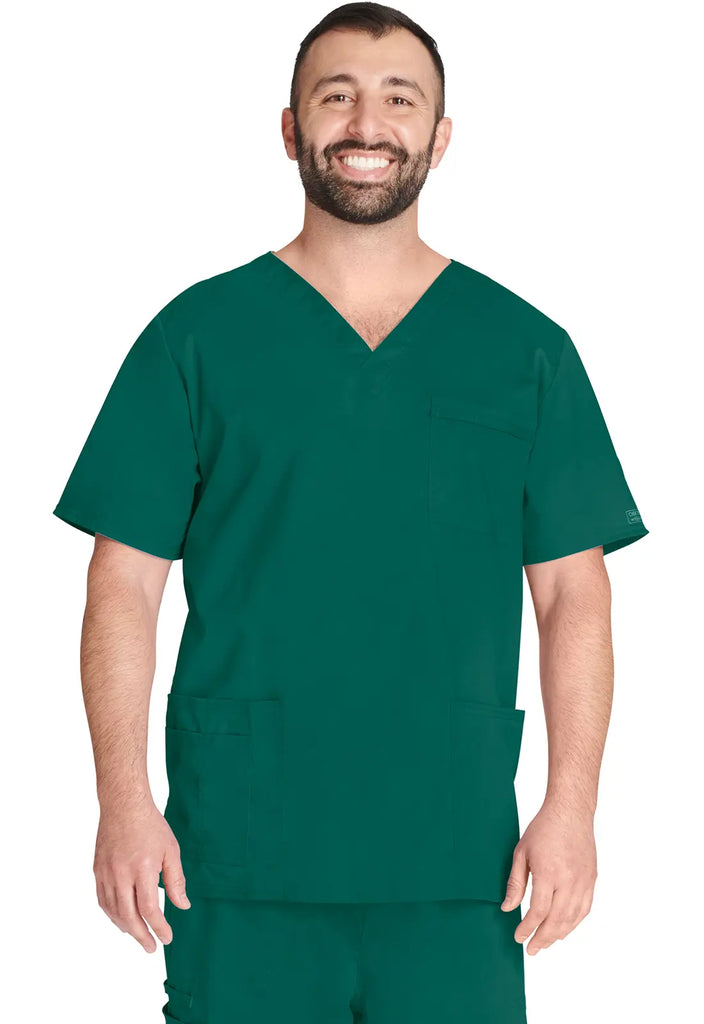 Cherokee Scrubs Unisex 4-pocket V-Neck Top Hunter Green | scrub-supply.com