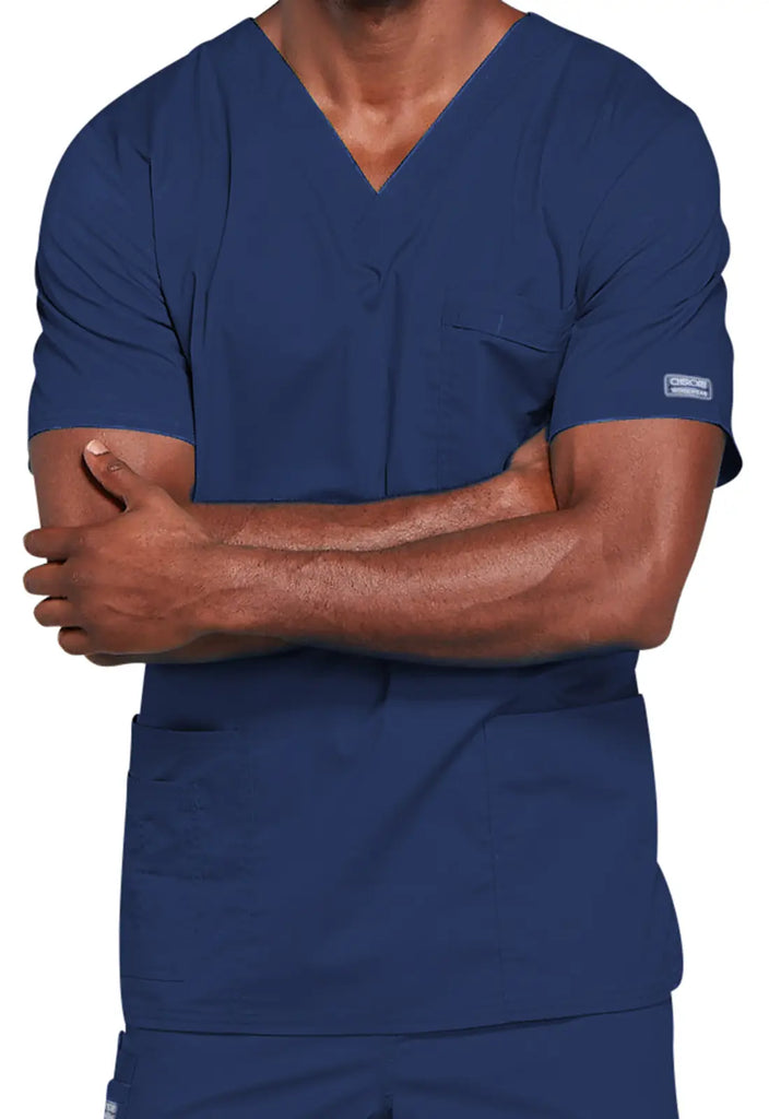 Cherokee Scrubs 4-pocket Unisex V-Neck Top Navy | scrub-supply.com