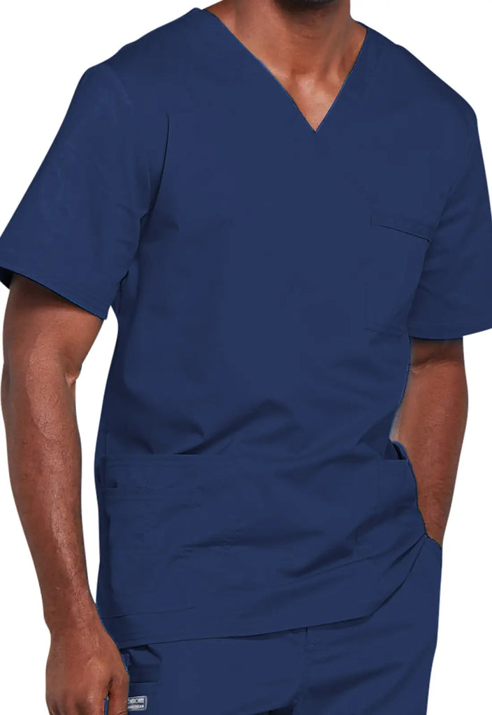 Cherokee Scrubs 4-pocket Unisex V-Neck Top Navy | scrub-supply.com