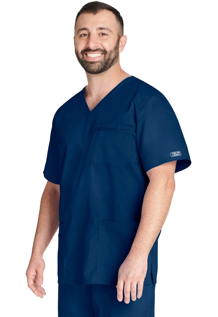 Cherokee Scrubs Unisex 4-pocket V-Neck Top Navy | scrub-supply.com