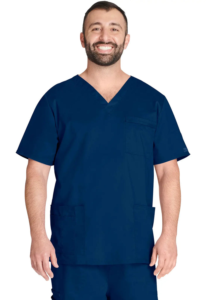 Cherokee Scrubs Unisex 4-pocket V-Neck Top Navy | scrub-supply.com