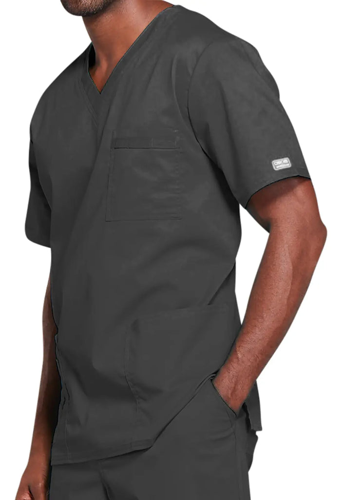 Cherokee Scrubs 4-pocket Unisex V-Neck Top Pewter | scrub-supply.com