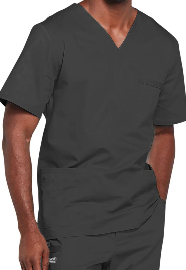 Cherokee Scrubs 4-pocket Unisex V-Neck Top Pewter | scrub-supply.com