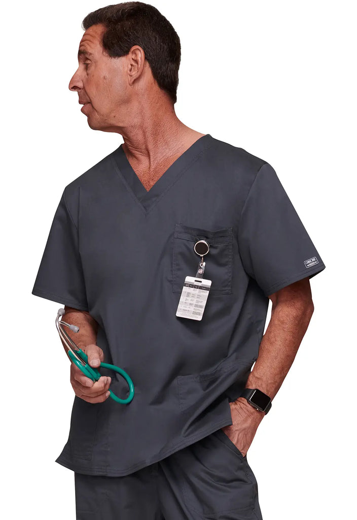 Cherokee Scrubs Unisex 4-pocket V-Neck Top Pewter | scrub-supply.com