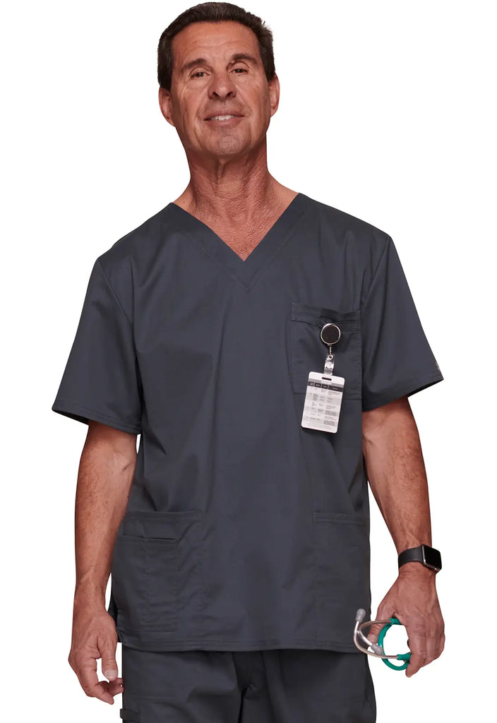 Cherokee Scrubs Unisex 4-pocket V-Neck Top Pewter | scrub-supply.com