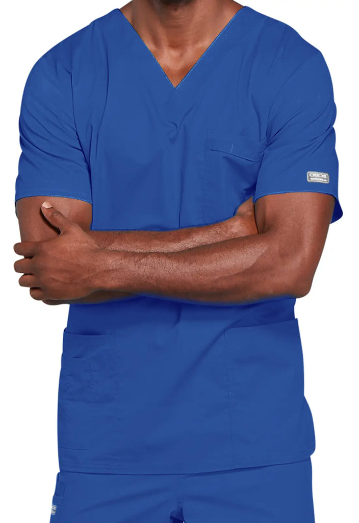 Cherokee Scrubs 4-pocket Unisex V-Neck Top Royal Blue | scrub-supply.com