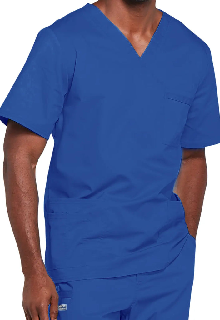 Cherokee Scrubs 4-pocket Unisex V-Neck Top Royal Blue | scrub-supply.com