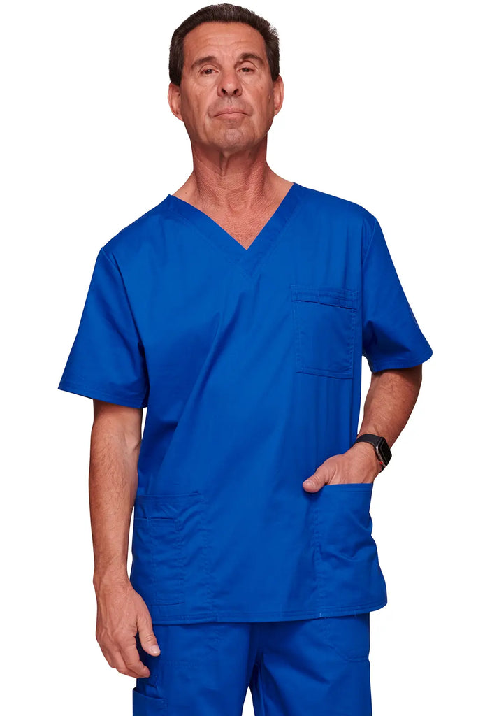 Cherokee Scrubs Unisex 4-pocket V-Neck Top Royal Blue | scrub-supply.com