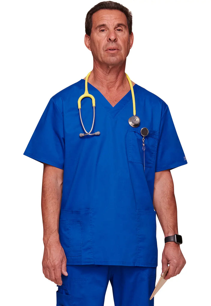 Cherokee Scrubs Unisex 4-pocket V-Neck Top Royal Blue | scrub-supply.com