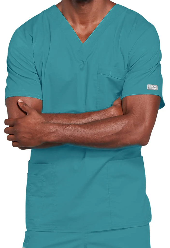 Cherokee Scrubs 4-pocket Unisex V-Neck Top Teal | scrub-supply.com