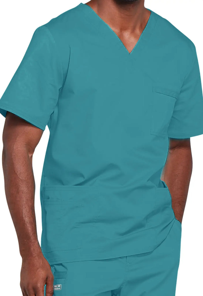 Cherokee Scrubs 4-pocket Unisex V-Neck Top Teal | scrub-supply.com