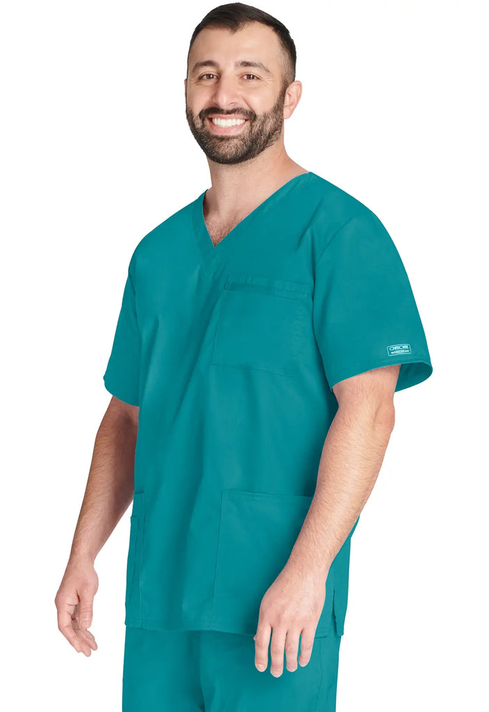 Cherokee Scrubs Unisex 4-pocket V-Neck Top Teal | scrub-supply.com