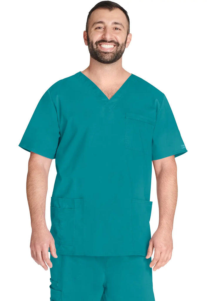 Cherokee Scrubs Unisex 4-pocket V-Neck Top Teal | scrub-supply.com