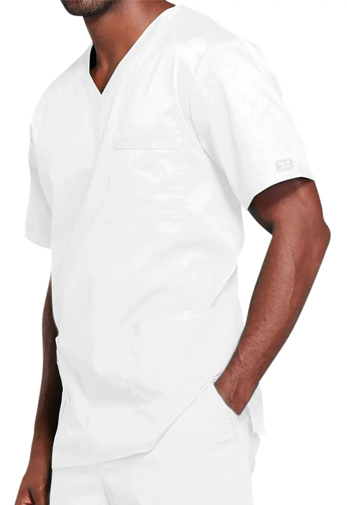 Cherokee Scrubs 4-pocket Unisex V-Neck Top White | scrub-supply.com