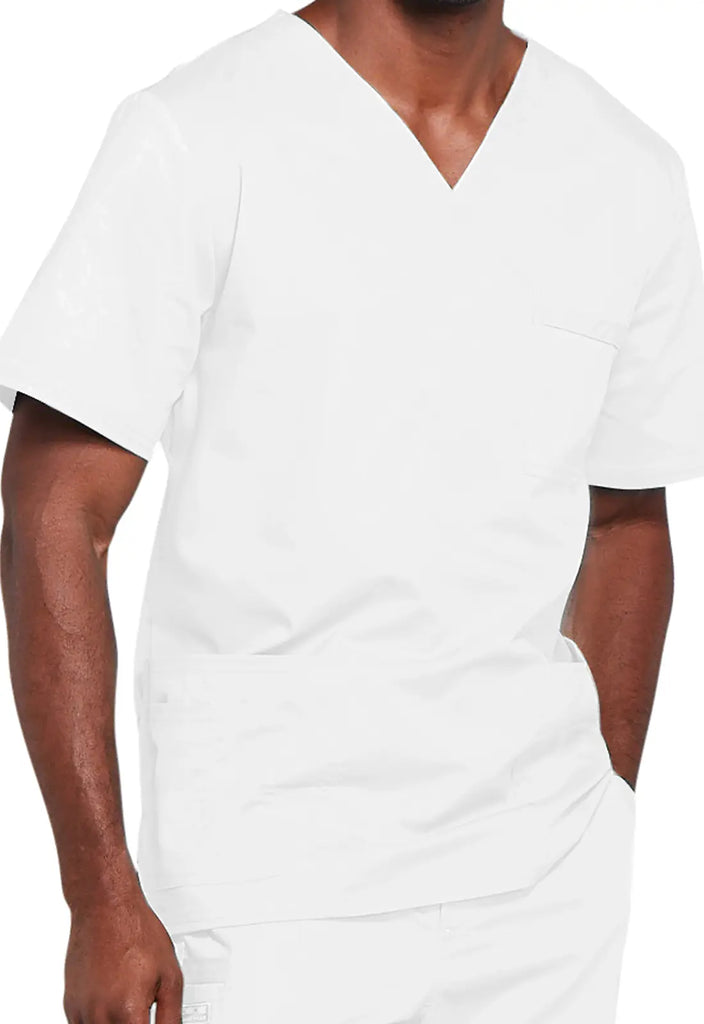 Cherokee Scrubs 4-pocket Unisex V-Neck Top White | scrub-supply.com