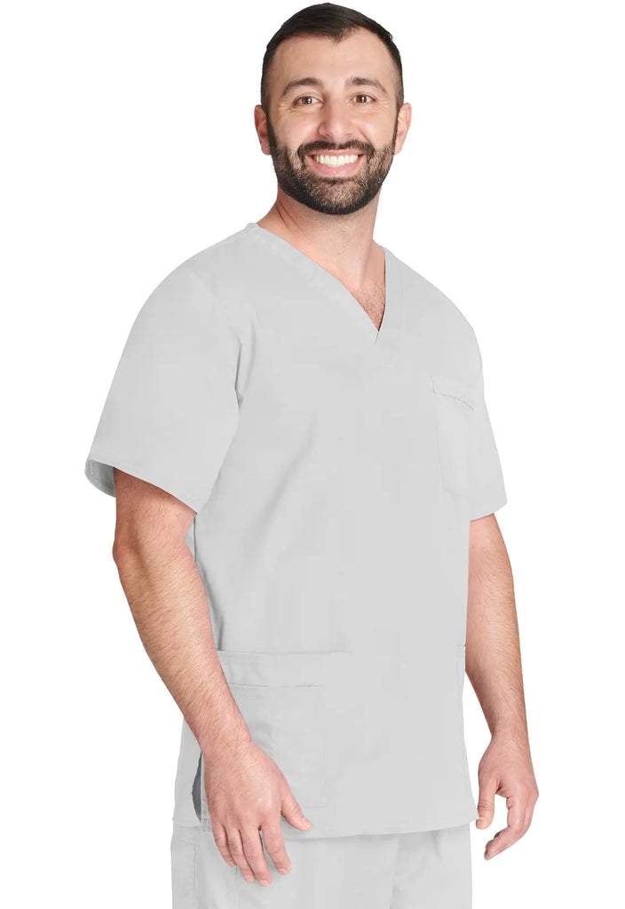 Cherokee Scrubs Unisex 4-pocket V-Neck Top White | scrub-supply.com