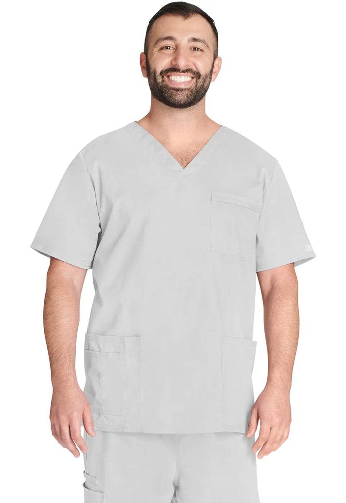 Cherokee Scrubs Unisex 4-pocket V-Neck Top White | scrub-supply.com