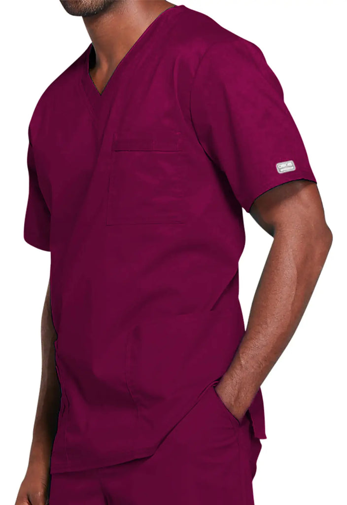 Cherokee Scrubs 4-pocket Unisex V-Neck Top Wine | scrub-supply.com