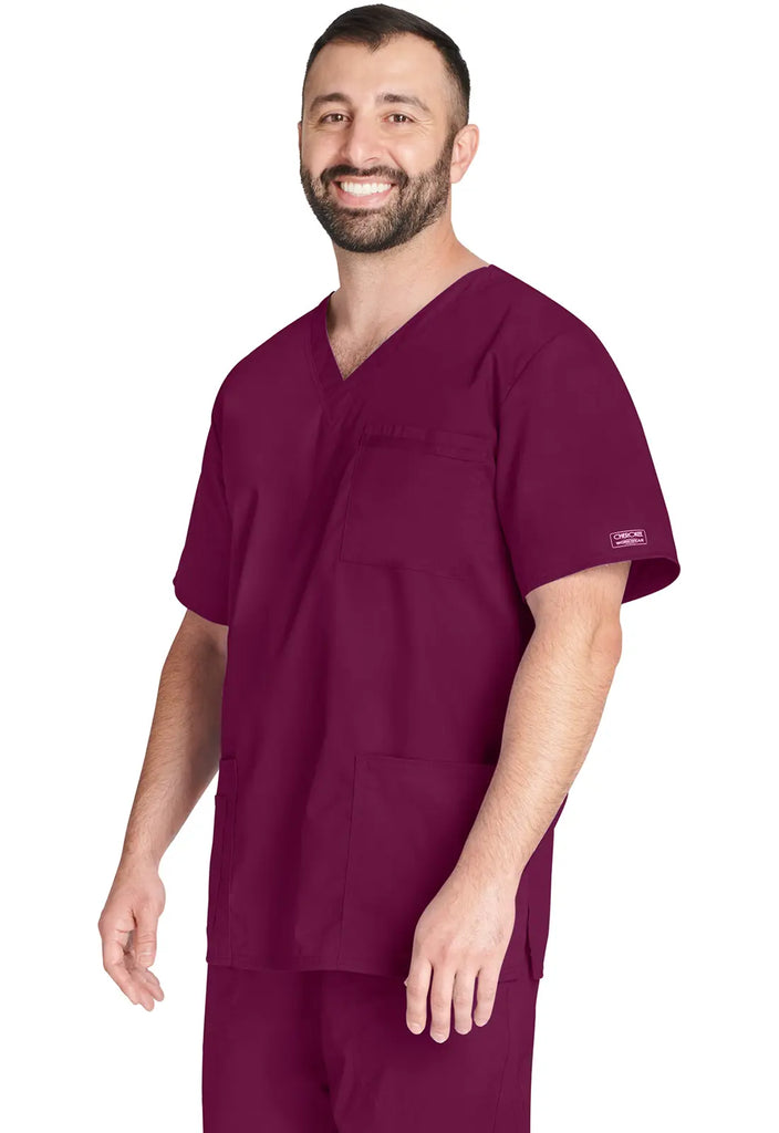 Cherokee Scrubs Unisex 4-pocket V-Neck Top Wine | scrub-supply.com