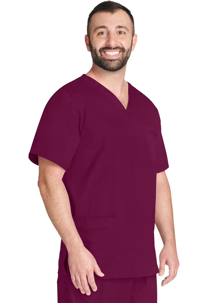 Cherokee Scrubs Unisex 4-pocket V-Neck Top Wine | scrub-supply.com