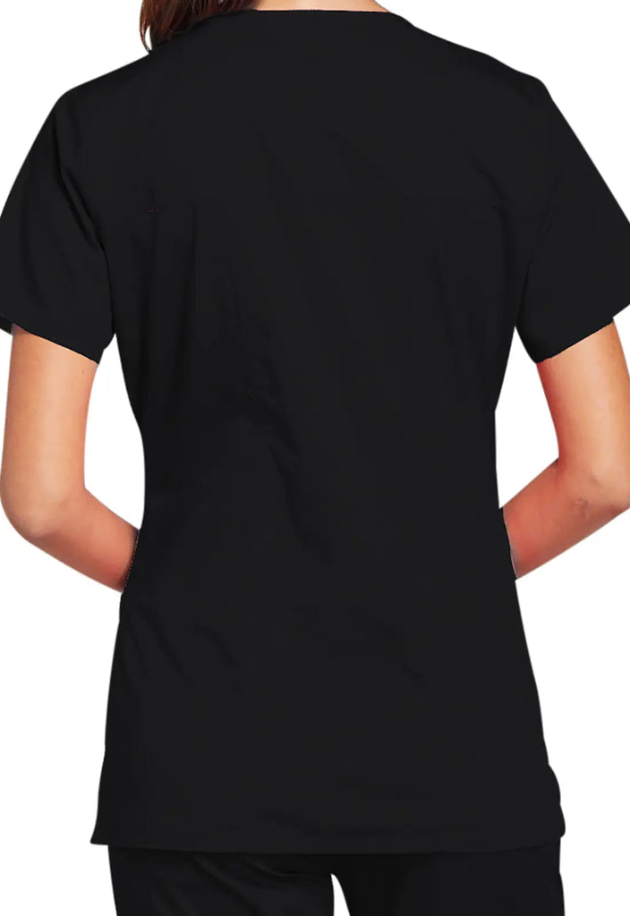 Cherokee Scrubs Stretch 3-Pocket V-Neck Top Black | scrub-supply.com