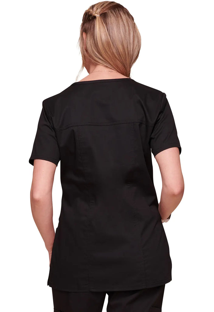 Cherokee Scrubs Women's Stretch 3-Pocket V-Neck Top Black | scrub-supply.com