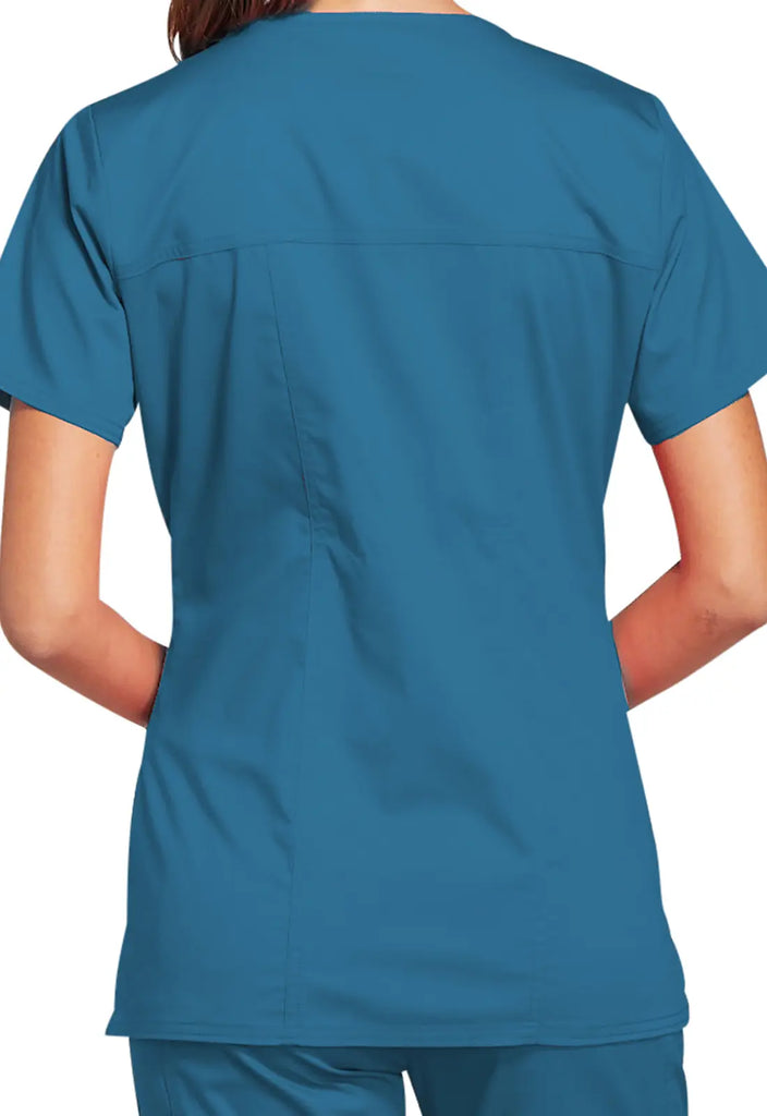 Cherokee Scrubs Stretch 3-Pocket V-Neck Top Caribbean Blue | scrub-supply.com